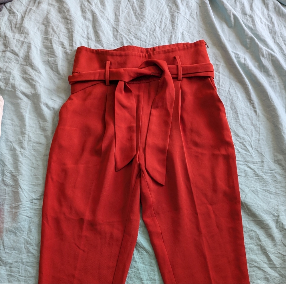 Zara Orange Casual Trousers with Drawstring Waist